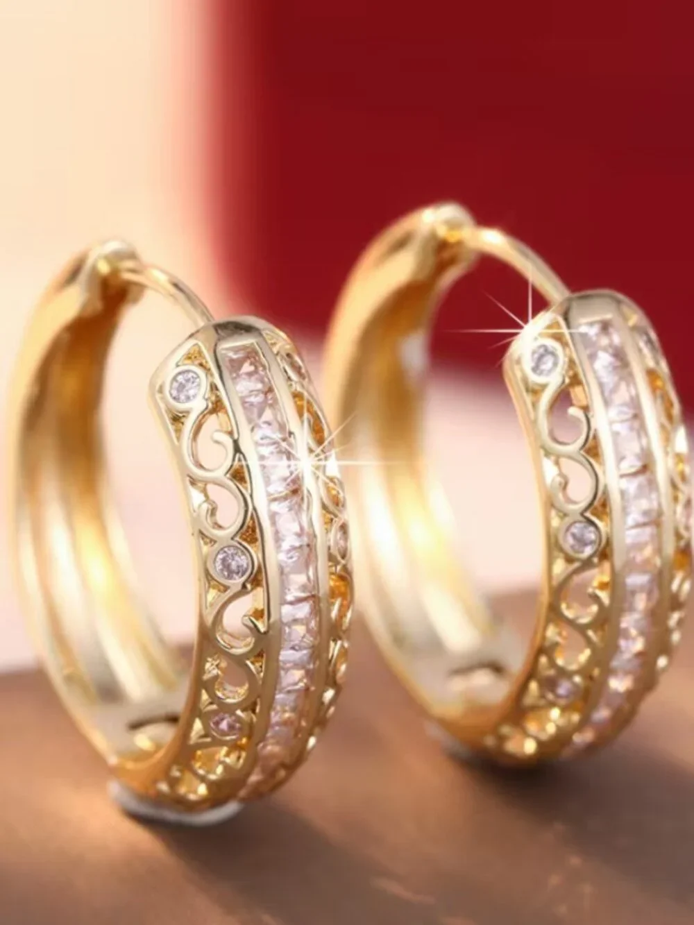 18K Gold Womens Small 2ct Diamond Hoop Earrings Ladies New 18 K Silver Jewelry